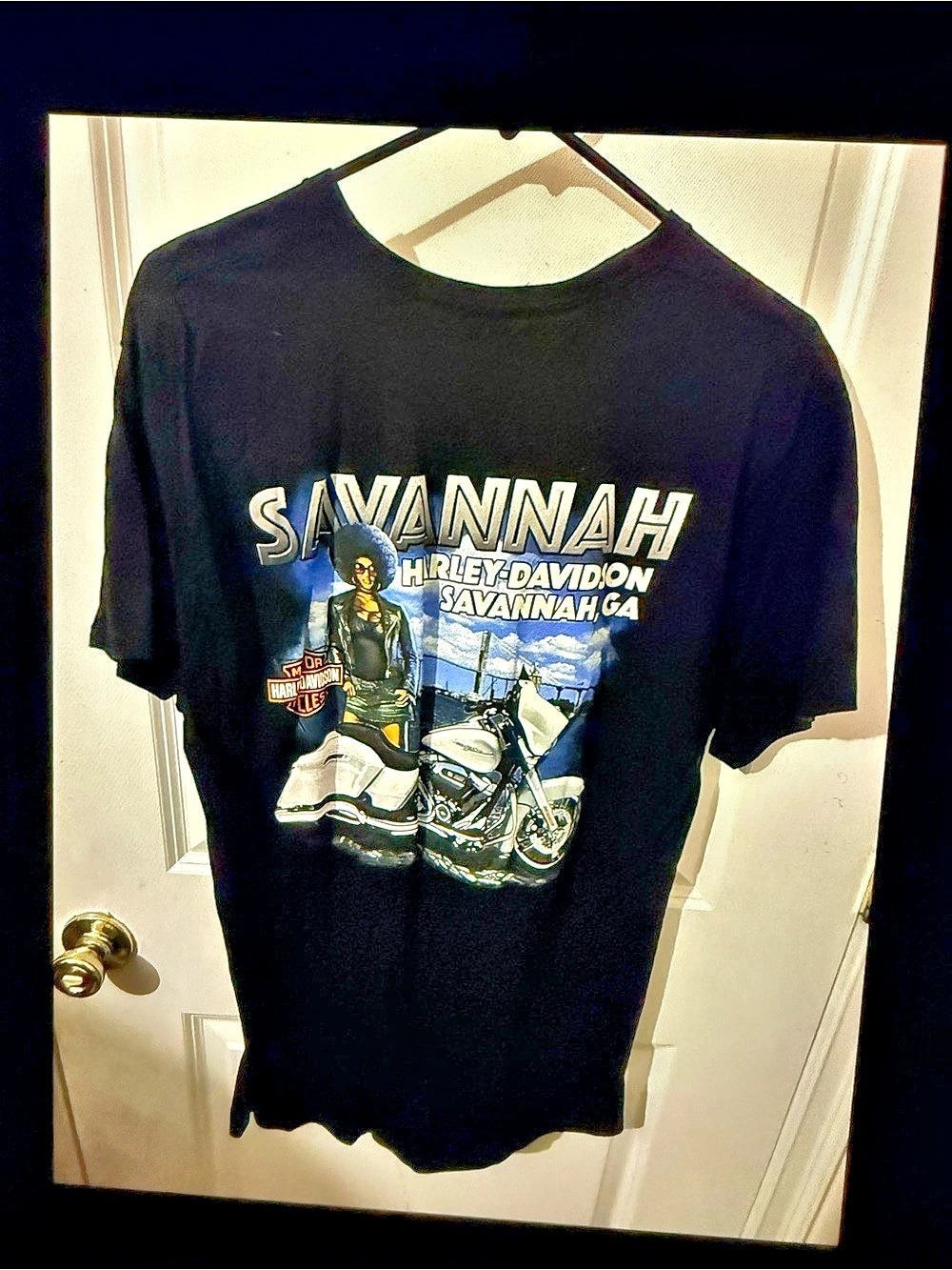 Harley-Davidson Savannah GA Pinup Biker T-Shirt Graphic Tee in Black
